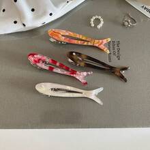 6个/4个/3个可爱醋酸纤维鱼形发夹，鸭嘴夹，甜美女孩刘海夹，百搭优雅发饰 - 彩色 - 查看 9