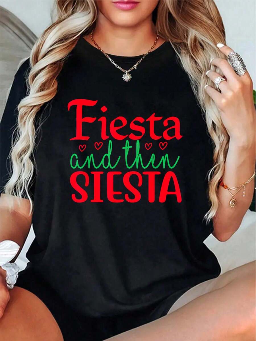 Camiseta unisex 100% algodón, divertida para fiestas y disfraces de Cinco de Mayo, para mujeres y hombres, camisetas con estampados gráficos - Camiseta de manga corta estampada. - Negro - Ver 1