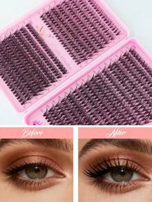 200/640pcs False Eyelashes Set, 10D/20D/30D/40D/50D/60D/80D/100D Mixed Synthetic Short Mink Lashes, 0.07mm Curl, 8-18mm Length, Including Natural Style Lashes & 3D Russian Volume Lashes, Suitable For Beginners, Reusable, Household Essential, Packaged Eyelashes, Individual Lashes - D - View 12