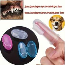 1 pieza Cepillo de dedo para limpieza de dientes de perro con caja de almacenamiento, universal para gatos y perros, herramienta de cuidado oral - Multicolor - Ver 6