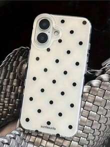 Fashionable Phone Case, Minimalist & Cute Black And White Polka Dot Pattern, Suitable For IPhone 11 To 17 Series, 17Pro Max, 17Pro, 17, 16ProMax, 16Pro, 16Plus, 15ProMax, 15Pro, 15, 14ProMax, 14Pro, 14, 13ProMax, 13Pro, 13, 12ProMax, 12Pro, 12, 11 Smartphones - White - View 2