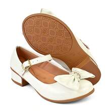 Girls' Heeled Ballet Flats, Sizes 28 To 36, Direct From The Factory, Super Comfortable 101-503 - White - View 4