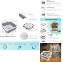 Collapsible Wash Basin With Drain Plug - 2.4 Gallon Foldable Kitchen Sink For Baby Bottles, RV Camping, Space-Saving Dish Tub (Gray) - Xám - Xem 1