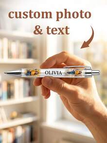 Custom Personalized Photo Ballpoint Pen - Custom Name & Dual Portrait Image Design - Unique Personalized Gift For Friends & Family - Perfect For Daily Writing, Office & School Stationery Use - Multicolor - View 1