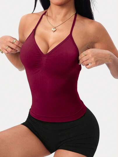 DINBEY Women's Long Strap High-Intensity Sports Tank Top, Breathable Elastic Yoga Gym Outdoor Running Workout Activewear Summer