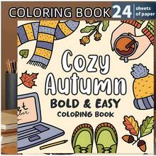 1 Book Warm Autumn Coloring Book 24 Sheets (120gsm Thick Paper) Upgraded Deluxe Edition (Suitable For Easter, Thanksgiving, Christmas, New Year And Valentine's Day Gifts) - Single Piece - View 1