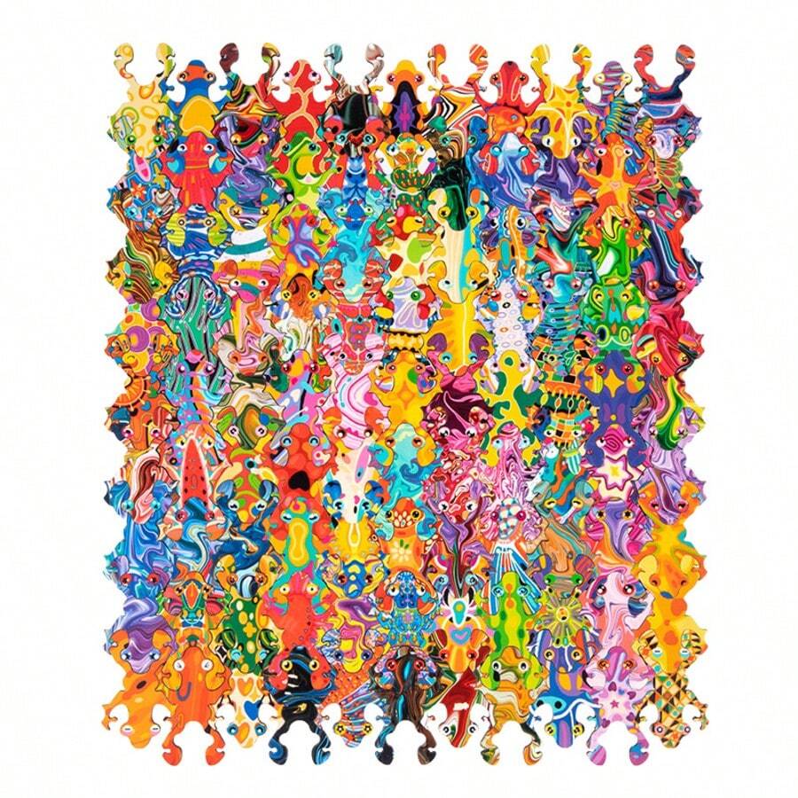 100pcs Wooden DIY Creative Frog Pattern Puzzle, Individually Assembled Frog Pieces, Puzzle Toy To Improve Thinking Skills And Creativity