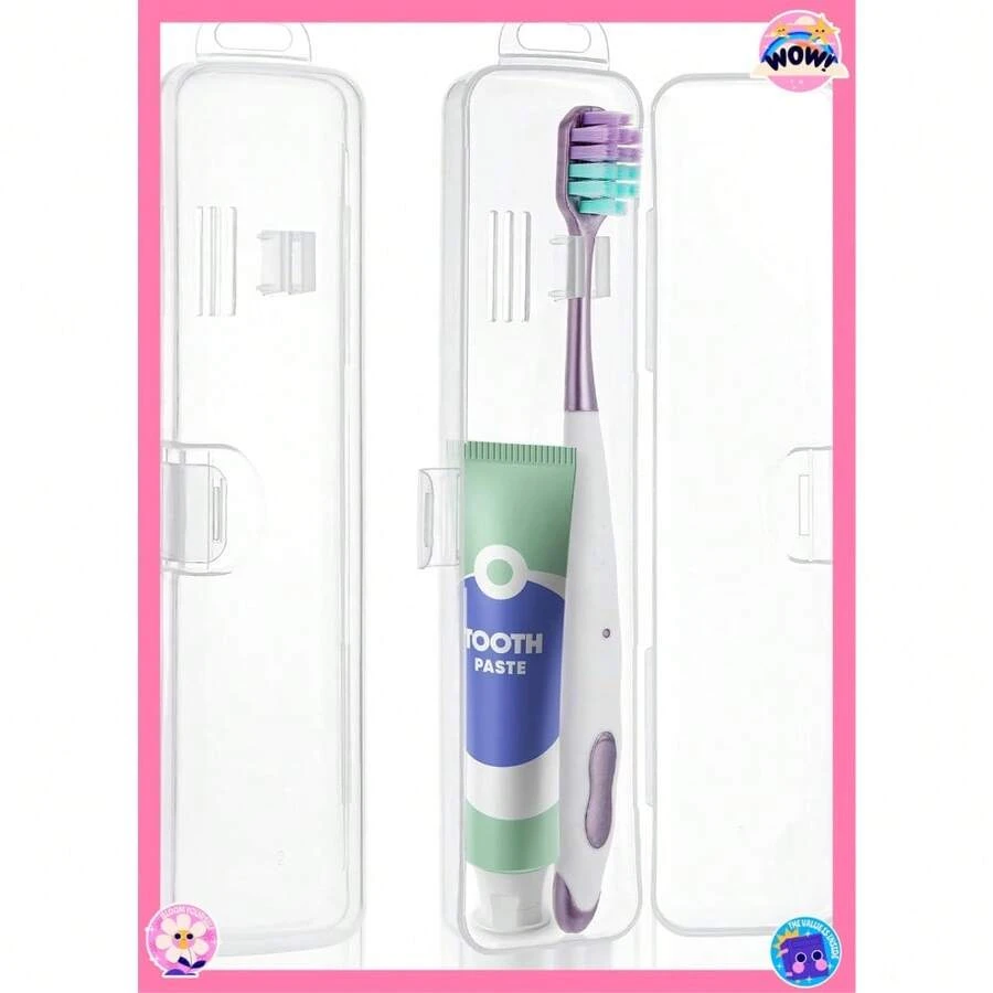 2 Packs Travel Size Toothbrush Case, Plastic Toothbrush Travel Holder For Manual Toothbrushes, Transparent Containers For Toothbrush Covers And Toothpaste Storage - 預設 - 查看 1
