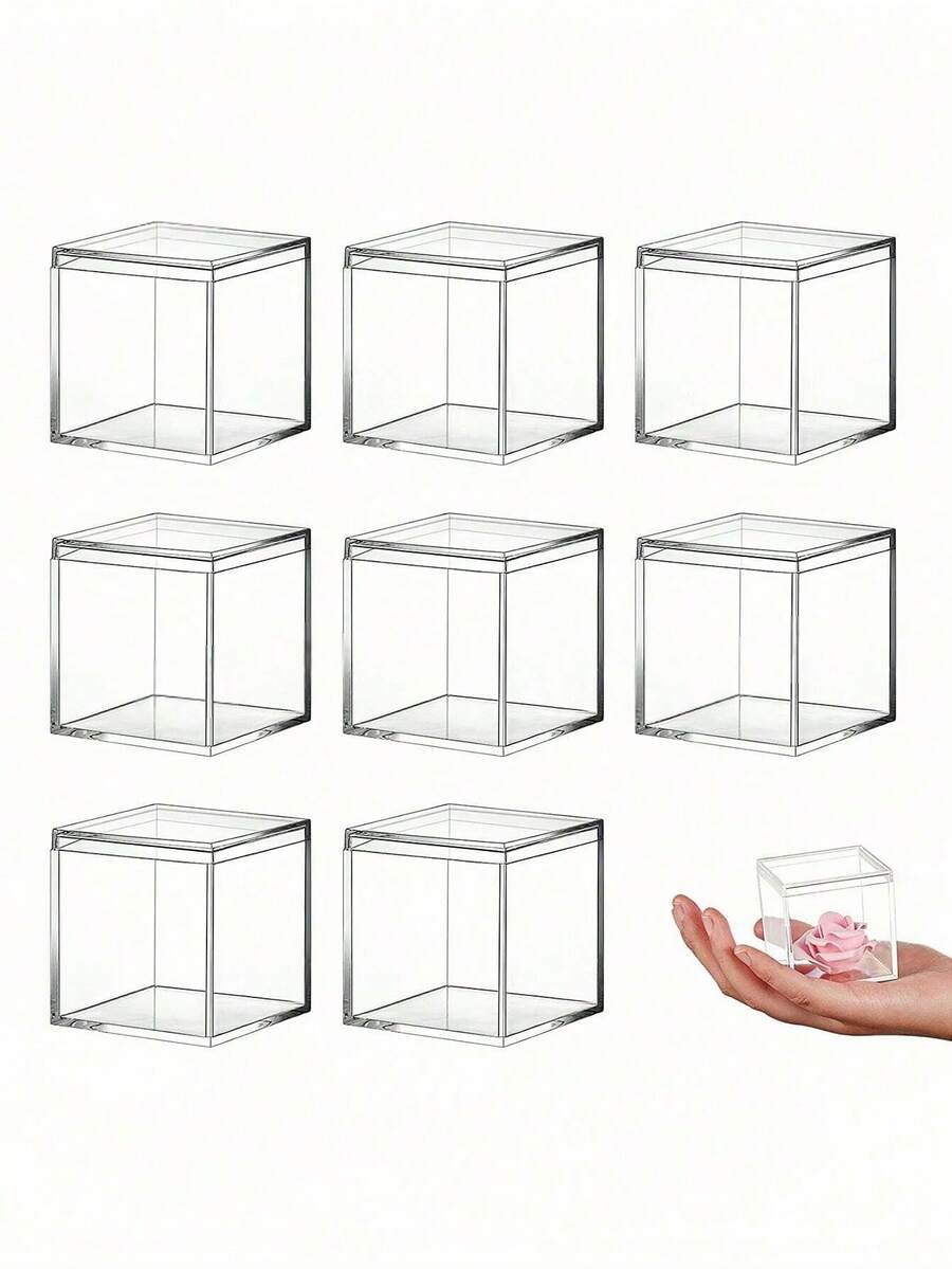 Hộp đựng đồ vuông trong suốt 8 chiếc - Trong sáng - Xem 1