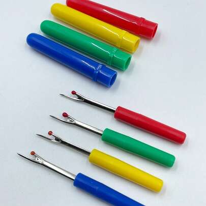 彩色小型拆线器，带保护套，防止刺伤和意外触碰，多功能十字绣、刺绣、缝纫、DIY手工工具，适合学生宿舍和家庭使用。