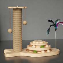 Poste rascador para gatos, tablero rascador de juguete para gatos de interior, poste rascador alto para gatos con bola colgante, juguete interactivo adecuado para gatitos y gatos adultos SWOL - Multicolor - Ver 11