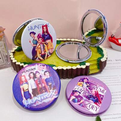 Hasbro 2个全新[标题]主题圆形PU涂层双面化妆镜 - 可爱男女通用设计