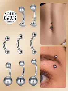 CIZME Anneau de nombril flottant en titane 14g G23 à dos plat, bijoux de piercing du nombril 6mm/8mm/10mm - Argent - Voir 5