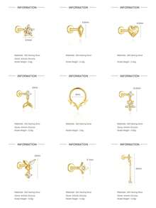 EleRunis 1 chiếc khuyên tai hình ngôi sao bất đối xứng bằng bạc Sterling 925, kiểu dáng phẳng, thích hợp đeo hàng ngày, dự tiệc cưới, lễ đính hôn, kỷ niệm, ngày Valentine. - Vàng - Xem 10