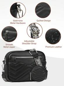 Crossbody Small Bag, Can Be Converted Into A Single-Shoulder Bag, Quilted V-Pattern Crossbody Wallet, Small Waterproof Single-Shoulder Handbag With Adjustable Shoulder Strap, Black - Multicolor - View 5