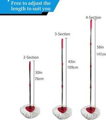 Mop Handle Replacement,4 Section Compatible With O-Cedar Spin Mop Refills And Brooms O Cedar Mop Stick For Floor Clean, 30" To 58" - ColorA - 查看 3