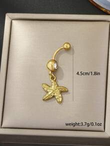 1pc Stainless Steel Starfish Navel Piercing, Beach & Vacation Daily Wear (No Gift Box) - Starfish - View 3