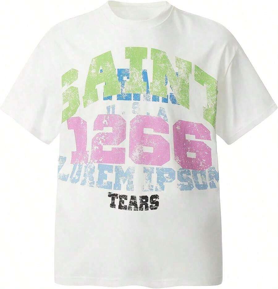 Arnodefrance Saint Graphic Printing Tshirt Streewear Oversize Vintage Shirt Cotton Short Sleeve Shirtsummer Outfits For Women SOYX - 白色 - 查看 1