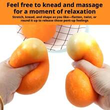 1个橙色减压球软玩具，橙色纹理抗压玩具 - 耐用TPR材质，趣味减压神器，适合办公室和居家使用，节日礼物 - 彩色 - 查看 4