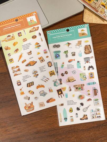 1 Sheet Cartoon Life Stickers, Japanese Daily Life Series, Suitable For Gifts, Office, Home, Marking, Labels, Classroom, Entertainment Toys, Student Planner, Creative Retro Decoration Stickers