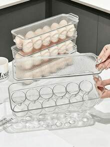 12-Grid Stackable Plastic Egg Storage Box/Food Container With Lid, Suitable For Home Kitchen - Multicolor - View 7