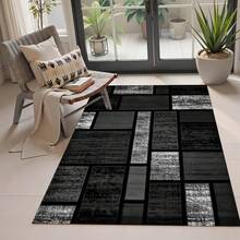 Luxurious Gray-Black Modern Bohemian Geometric Carpet - Thick, Large-Sized Rectangular Design, Suitable For High-Traffic Areas And Bedrooms, Made Of Soft Material With A Backing - 1PC - Xem 7