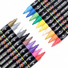 Flysea 12-24色油性马克笔套装，12/24色速干永久性马克笔，中号笔尖，适用于金属、木材、织物、塑料、岩石彩绘、石头、马克杯、画布、玻璃等多种表面 - 中号笔尖，塑料材质 - 馬克筆 - 查看 6