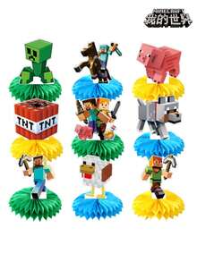 Fournitures pour fête Minecraft - Fanions, Décor de fond en spirale, Convient pour diverses fêtes - Multicolore - Voir 10