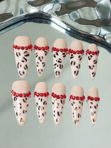 Leopard Print Fashion Press-On Nails, Suitable For Daily Wear - Multicolor - View 14