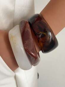 1件/3件/套 波西米亚几何弧形树脂手链，奢华休闲派对女士及情侣婚礼节日百搭金属饰品手链礼物（手链的图案和颜色以实物为准） - 彩色 - 查看 13