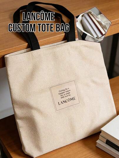 Lancôme 兰蔻帆布手提袋，大容量，简约风格，耐用棉帆布材质，触感柔软，轻便设计，多功能收纳，适合女性、学生和职场人士，通勤、购物和旅行的理想之选，送礼佳品，易于清洁