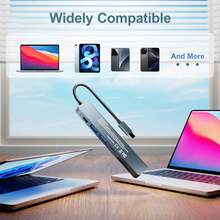 JcBlaon 7合1 USB-C 集线器，支持 4K 高清电视、100W PD 快充、5Gbps USB 3.0、SD/TF 读卡器、USB-C 接口，兼容 MacBook 和 Type-C Windows 笔记本电脑 - 查看 3