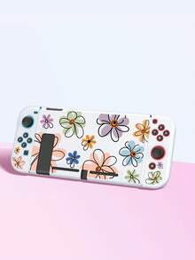 精致花卉线条图案 Switch/Switch 2 保护壳/透明闪光保护套，兼容新款 Switch 2 (2025)/Switch NS/Switch OLED/Lite，适用于 Switch 主机配件，家庭装，收纳袋，Switch 保护壳，送给 Switch 玩家的最佳礼物 - 彩色 - 查看 8