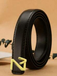 Thắt lưng nữ màu đen trơn với khóa hình chữ Z màu vàng - Thắt lưng hiện đại, phù hợp cho cả trang phục thường ngày và trang trọng. - Nhiều màu - Xem 15