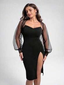 European & American Style Long Sleeve Mesh Shawl Bride's Simple,, Transparent Wedding Shawl Halloween - Đỏ - Xem 3