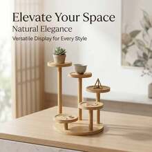 5件套圆形多层多肉植物架，竹制桌面阳台展示架，简约绿色植物架 - 均碼 - 查看 5