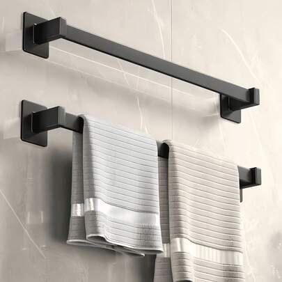 2件装免钻孔毛巾架，浴室配件壁挂式毛巾杆，拖鞋收纳架，浴室毛巾架，壁挂式储物架，适用于家居装饰、浴室装饰、厨房配件，安装简便，不损坏墙面