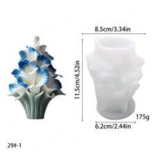 1个花束蜡烛硅胶模具，DIY多层3D花朵蜡烛和香石手工工艺模具 - A-白色 - 查看 4