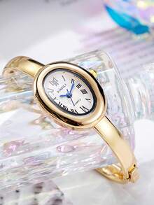 3 PiecesWomen's Watch Set, Including Stainless Steel Bracelet, Gold Quartz Watch, Elegant Oval Case And Dial - A Minimalist Luxury Watch Design Suitable For Daily Wear And Formal Occasions - Gold - View 5