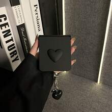 Simple Black Phone Case With Heart Pendant Compatible With Samsung Galaxy ZFlip7 Z Flip6 ZFlip 5 Zflip6 Zflip5 Shockproof Back ,Phone Case Compatible With Motorola,Phone Case Compatible With Xiaomi - Black - View 4