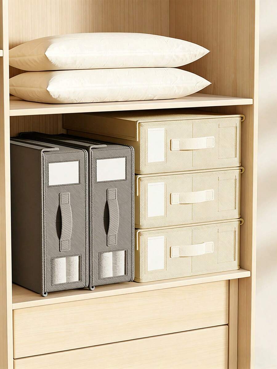 4件/1件可折叠床上用品收纳盒,牛津布衣柜收纳盒及整理盒,带透明窗口的床上用品整理盒,适合存放床单、被子和衣物 - 彩色 - 查看 1