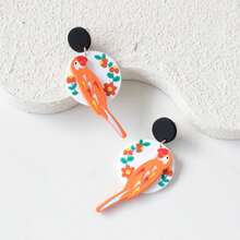 1 Pair 3D Parrot Acrylic Dangle Earrings, Ceramic Texture Unique Cute Earrings Suitable For Party, Celebration, Holiday Gift - Y1166 - View 3