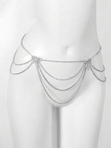 1 Set de Cadena Corporal Sexy y Elegante Multicapa de Cristal, Incluye Cadena Corporal y Cadena de Cintura, Adecuado para Discoteca, Playa, Bikini - Multicolor - Ver 4