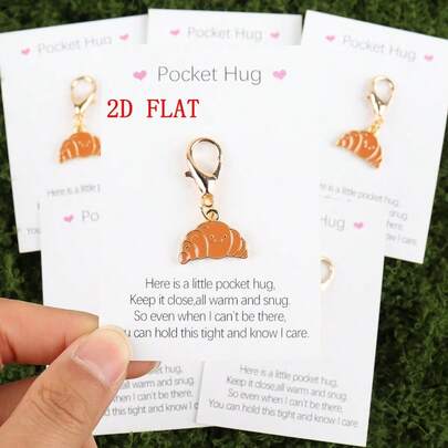 5个/10个可爱迷你牛角包钥匙扣，创意饼干钥匙扣，复古可爱汽车钥匙扣，背包挂件，情侣包包挂饰，以及生日、节日派对礼物。