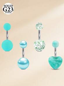 CIZME 4 chiếc khuyên rốn 14G bằng hợp kim titan, khuyên rốn cho nữ, khuyên rốn G23 6mm 8mm 10mm 12mm, trang sức xỏ rốn. - Một phong cách - Xem 19