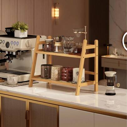 1pc Desktop Kitchen Storage Rack, Spice Rack, Double-Layer Desk Organizer, Suitable For Office, Kitchen, Cup Holder, Christmas, Winter