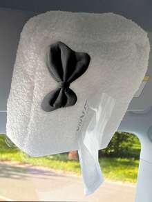 1 pieza Cubierta de caja de pañuelos de peluche, soporte multiusos para pañuelos colgante para el asiento, reposabrazos, consola del coche - A - Ver 6
