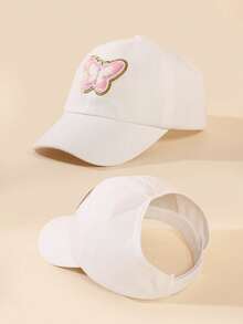 1 chiếc mũ lưỡi trai trẻ em họa tiết bướm dễ thương, có thể điều chỉnh, kiểu dáng hở phía sau, thích hợp cho bé mặc thường ngày. - 1PC - Xem 7