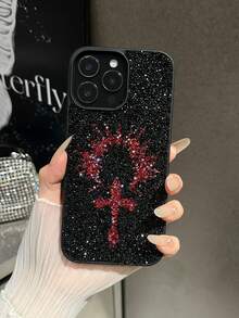 1pc Red Skin-Feel Sunblade Rhinestone Anti-Drop 2-In-1 Phone Case Suitable For IPhone 15 Pro Max/17 Pro Max/17 Ari/S25 Ultra - Red - View 2