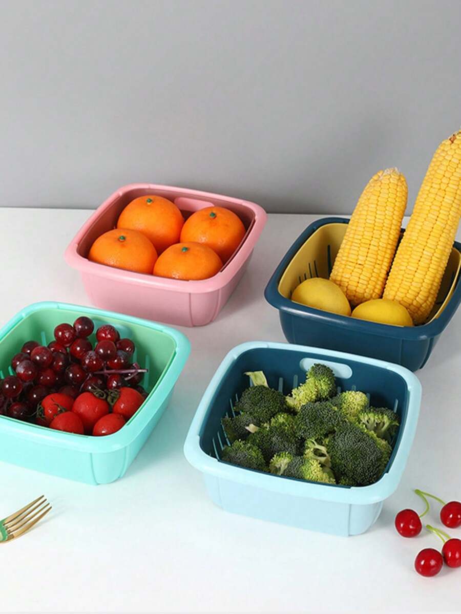 Giỏ đựng rau củ quả hình vuông có nắp đậy, giỏ đựng thực phẩm nhà bếp, giỏ sắp xếp rau củ. - Một kích thước phù hợp với tất cả - Xem 1